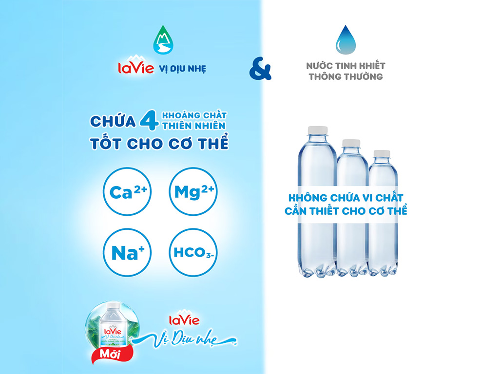 Chai nước khoáng La Vie 500ml vị dịu nhẹ